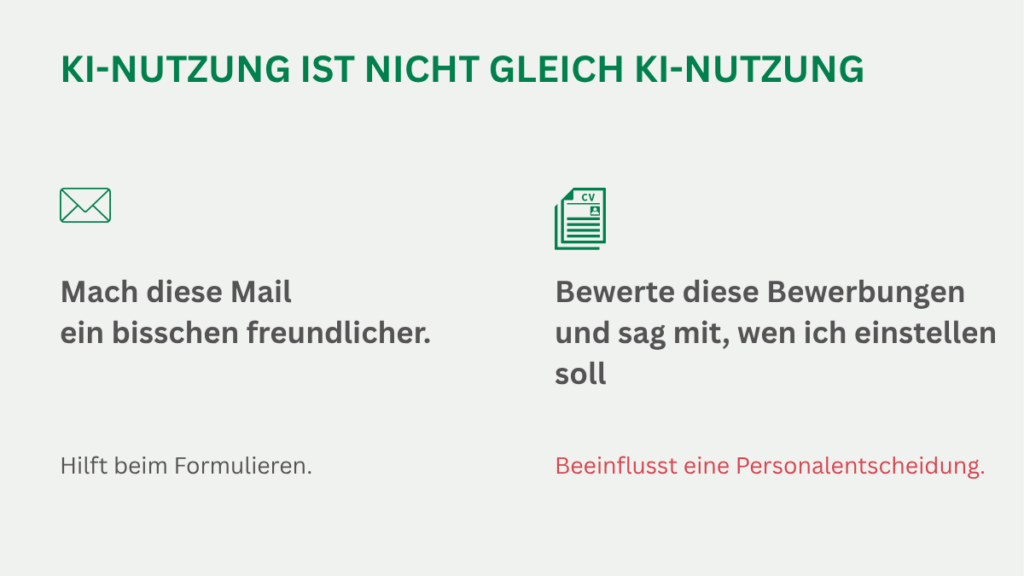 Vergleich zweier KI-Einsätze: Formulieren einer E-Mail und Bewerten von Bewerbungen